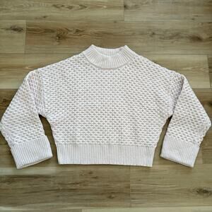 J. Crew Honeycomb Mockneck Sweater Wool Blend Pale Pink M